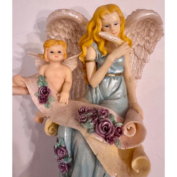 Vintage Musical Angel Child Resin Figurine 9" Hark The Herald Angels Sing Works - Picture 4 of 9
